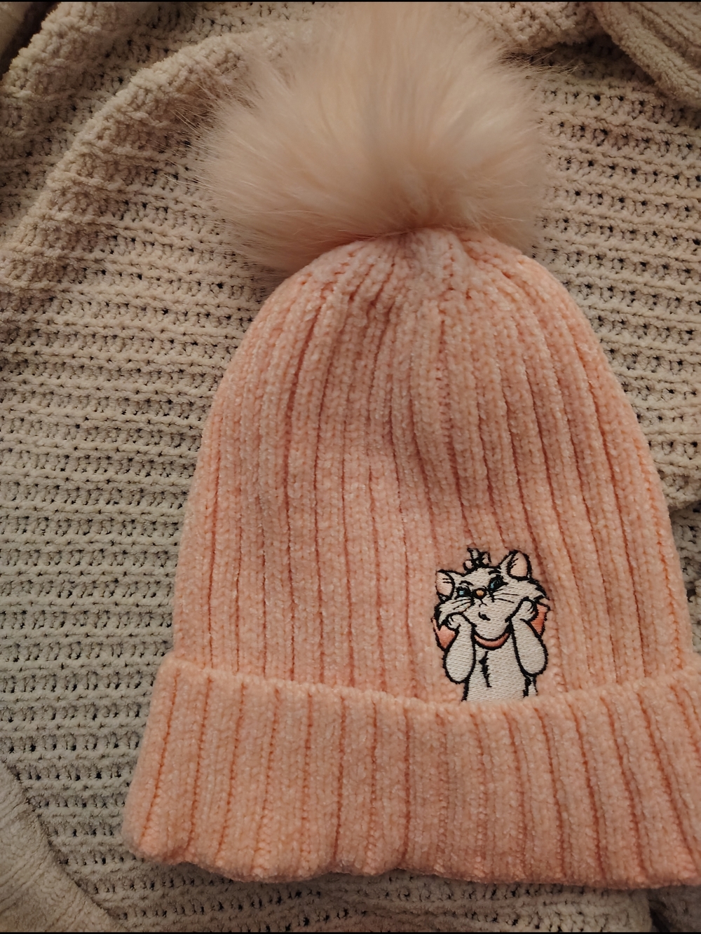 Disney Marie Aristocats Pink Chenille Beanie - BoxLunch